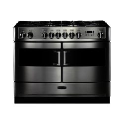 Rangemaster Elite SE 110cm Dual Fuel 83460 Range Cooker in Stainless Steel with FSD Hob & Gloss Black Pan Supports